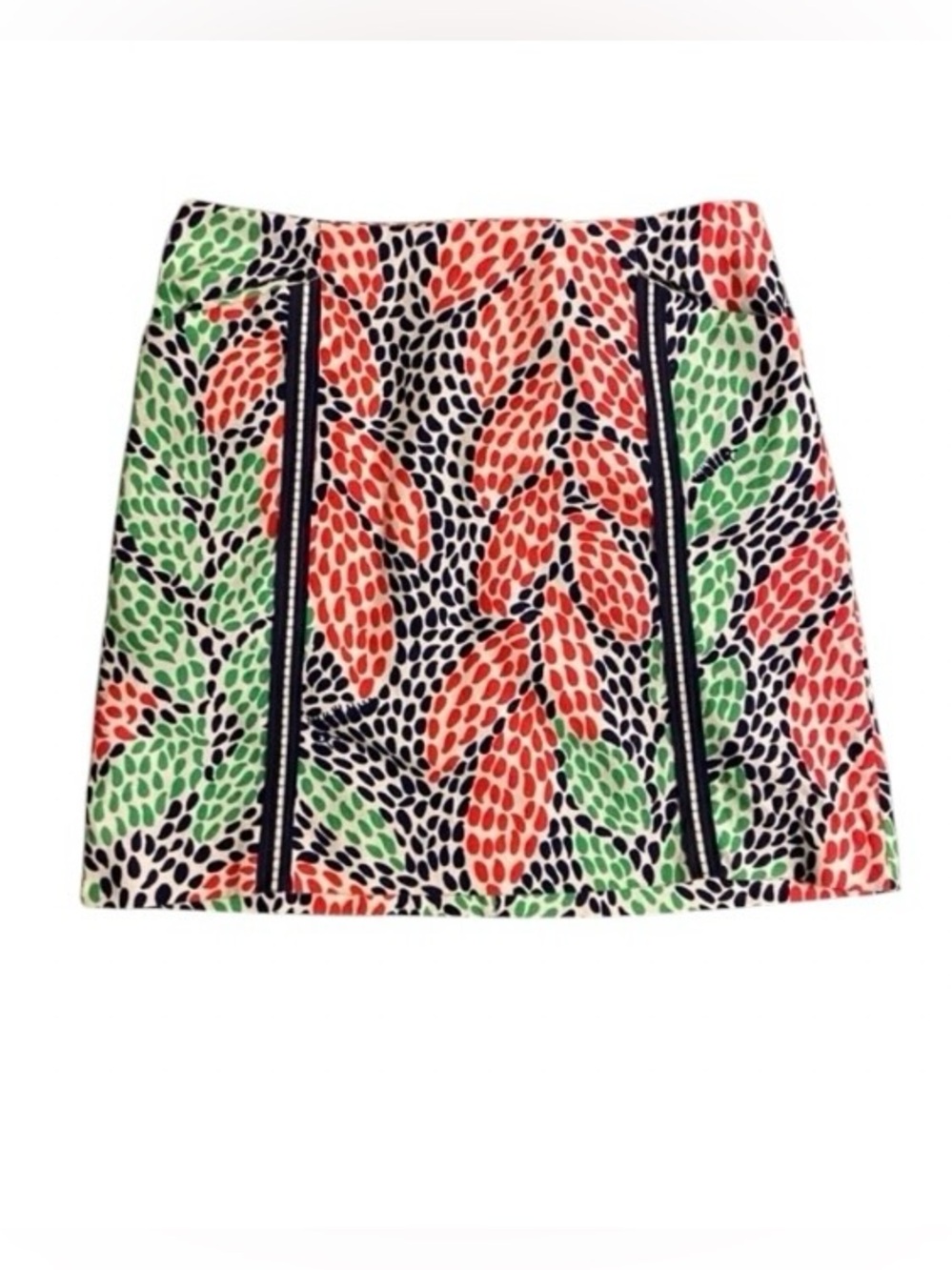 Lilly Pulitzer Multicolor Leaf-Print Mini Skirt - Navy, Coral, Lime Size 6